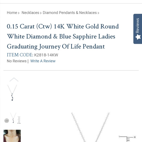 White Diamond Blue Sapphires Journey Necklace - Picture 3 of 4